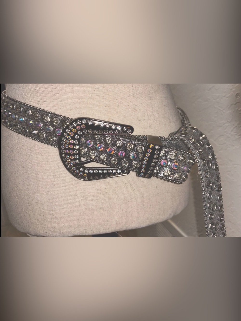 Western SILVER Rhinestone Studded Belt Cowboy Chic Bling Cowgirl XL/2X